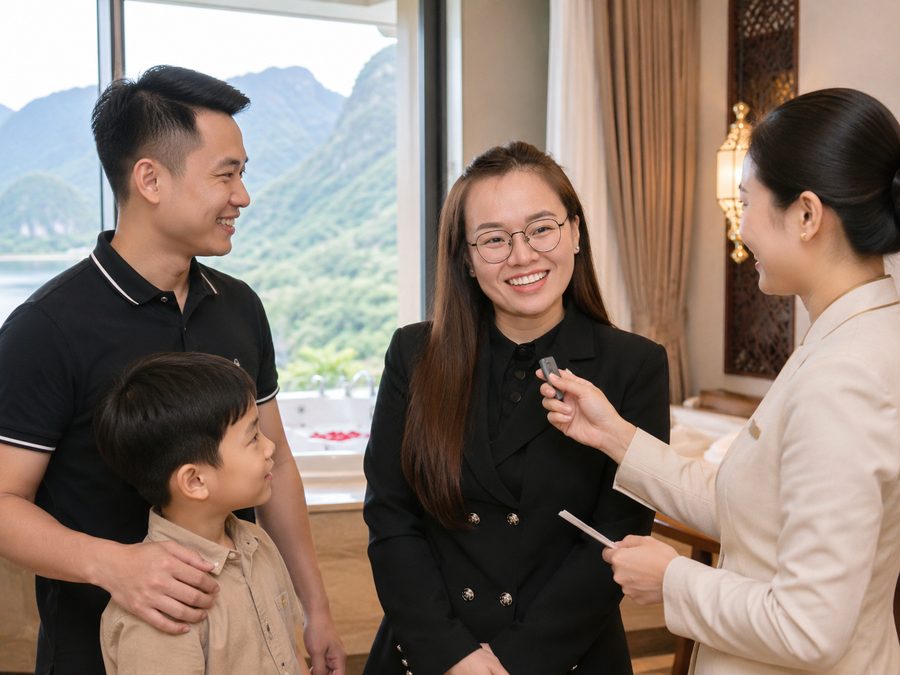 Chị Linh & gia đình — khách lưu trú Dona Boutique Hotel